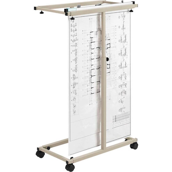 Interion By Global Industrial Mobile Rack, White, Steel, 16 in W, 39 to 53 in H, 26 to 38 in D 298699 - main
